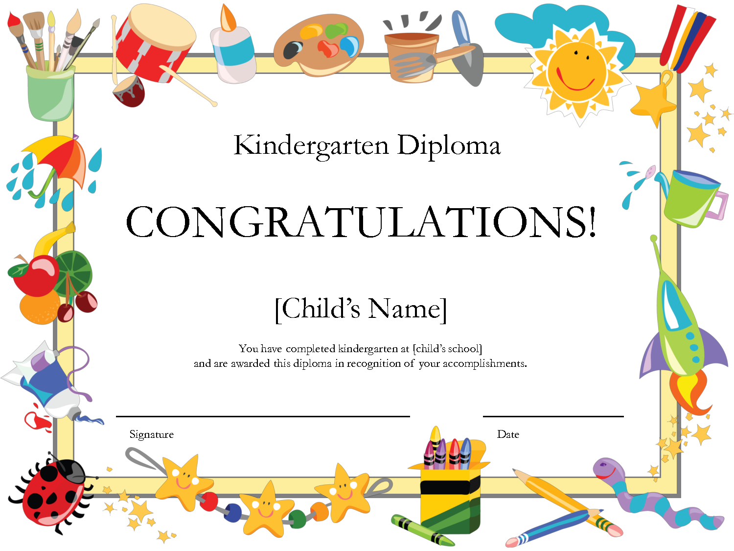 Free Printable Kindergarten Diplomaprintshowergames 0Megipu4 - Preschool Graduation Diploma Free Printable