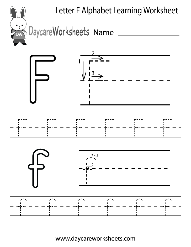 Free Printable Letter F Alphabet Learning Worksheet For Preschool - Free Printable Letter Worksheets