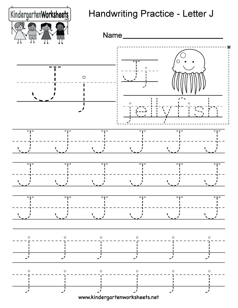 Free Printable Letter J Writing Practice Worksheet For Kindergarten - Free Printable Letter J