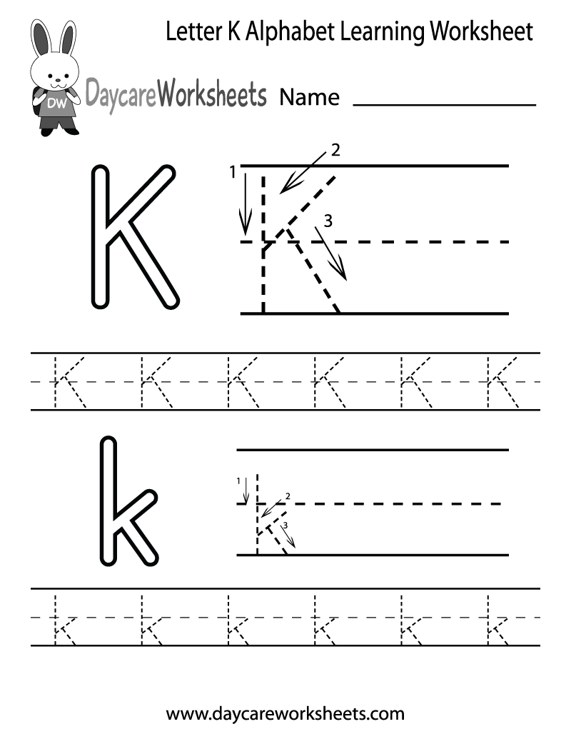 Free Printable Letter K Alphabet Learning Worksheet For Preschool - Free Printable Letter K Worksheets