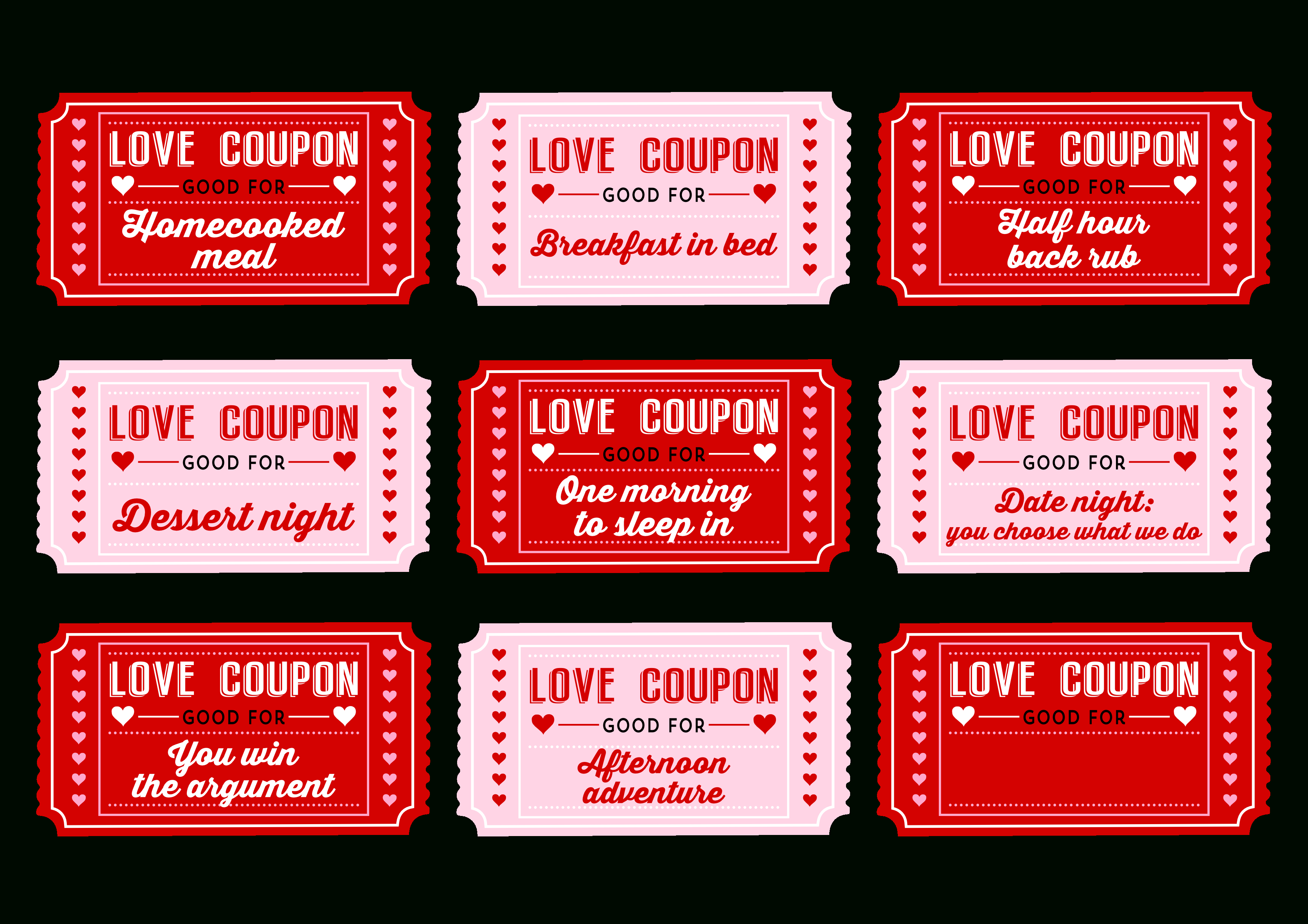 Free Printable Love Coupons For Couples On Valentine&amp;#039;s Day! | Catch - Free Printable Coupons For Husband