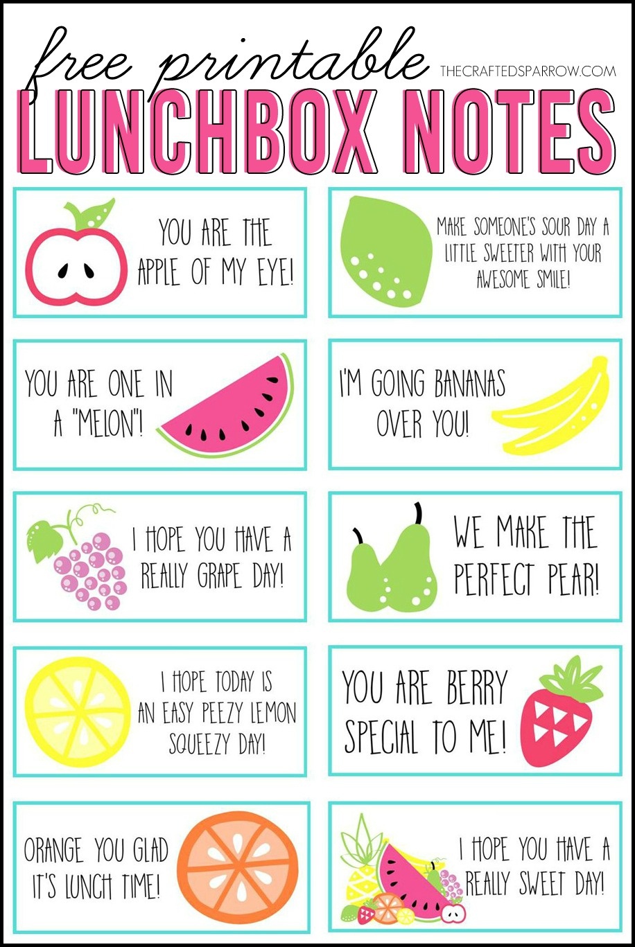 Free Printable Lunchbox Notes - Free Printable Lunchbox Notes