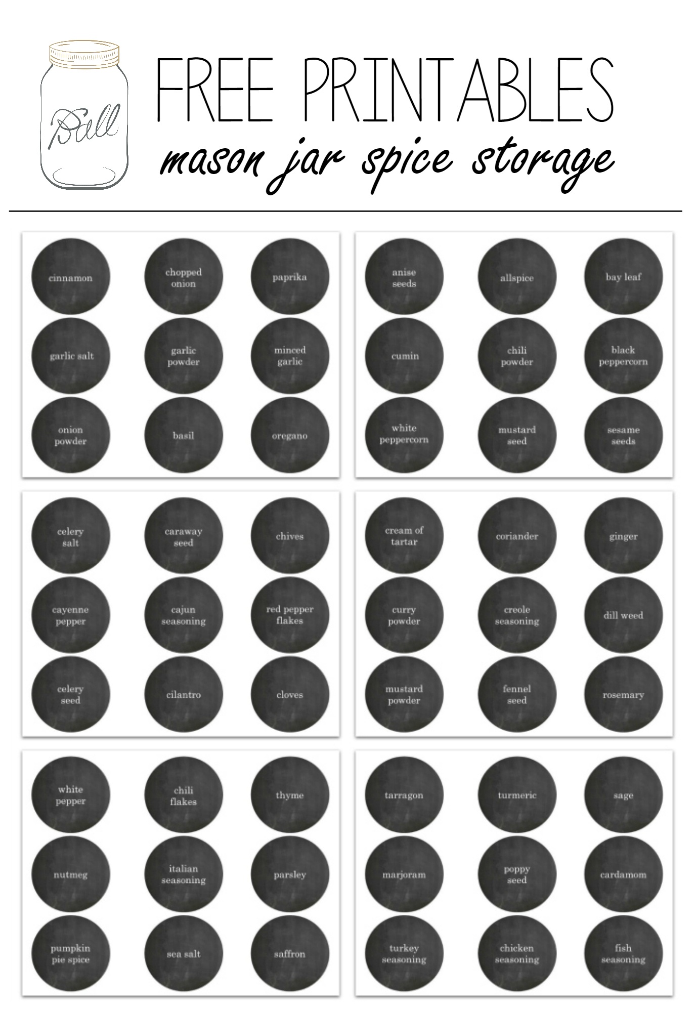 Free Printable Mason Jar Spice Jar Labels - Mason Jar Crafts Love - Free Printable Labels For Bottles