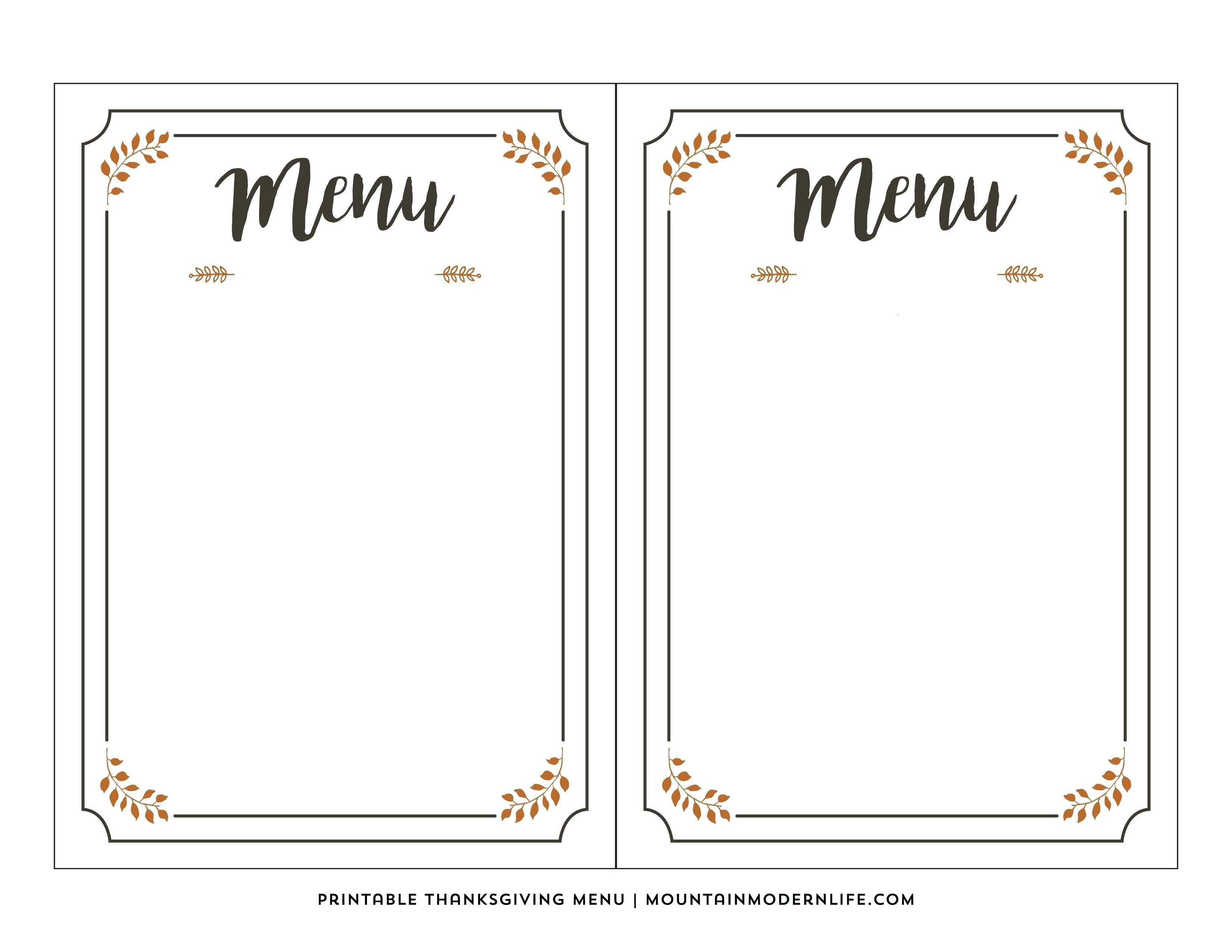 Free Printable Menu Template | Room Surf - Free Printable Menu Templates