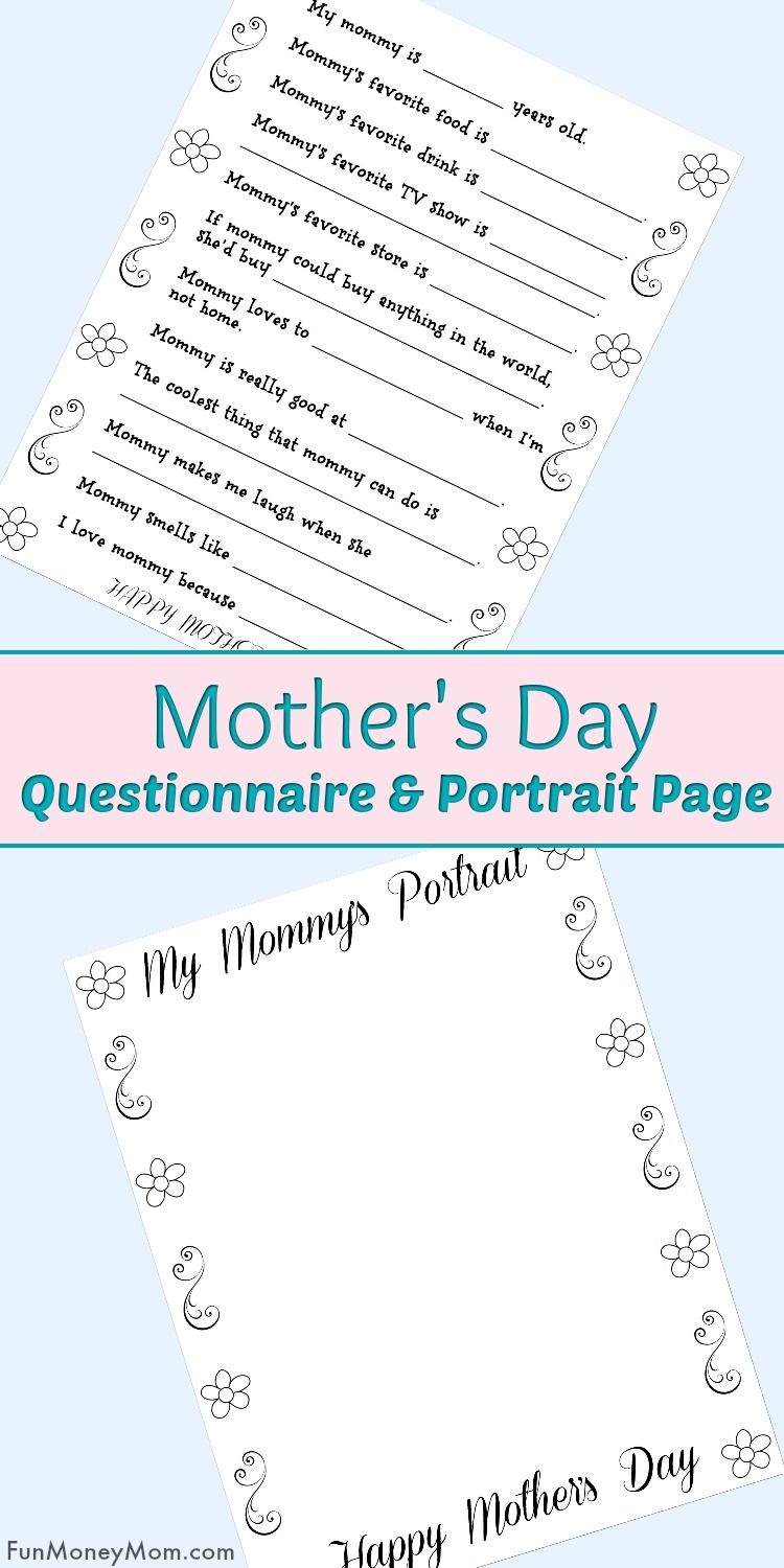 Free Printable Mother&amp;#039;s Day Questionnaire &amp;amp; Portrait Page | Best Of - Free Printable Mother&amp;#039;s Day Questionnaire