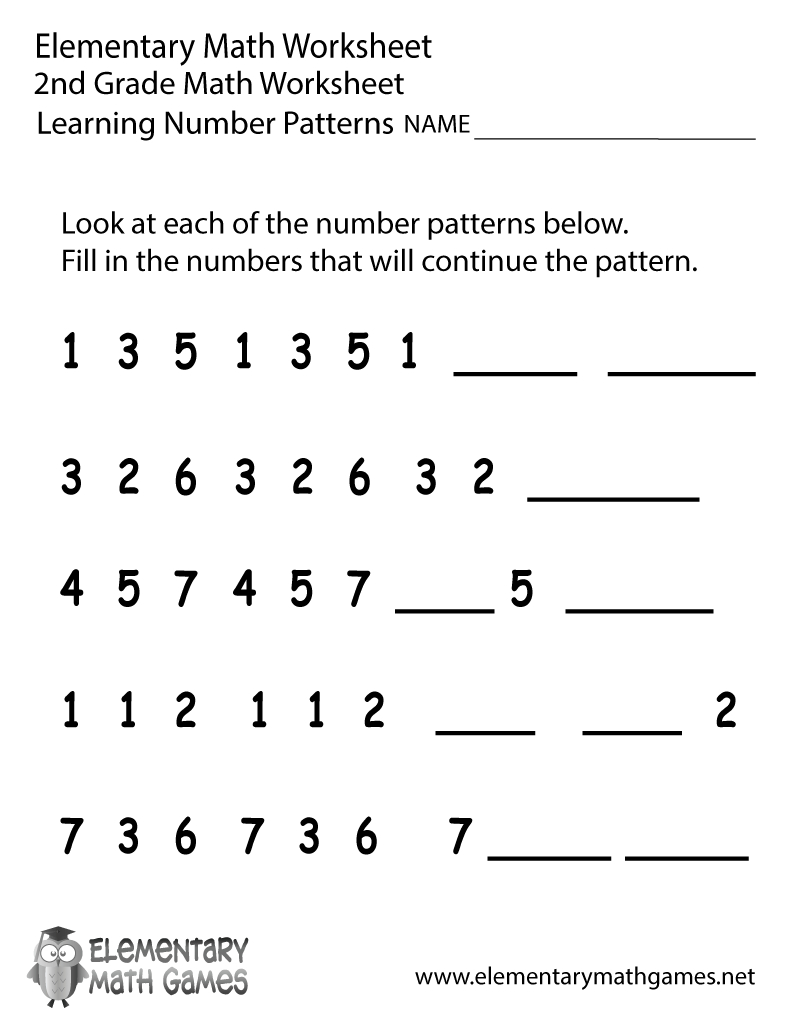 Free Printable Number Patterns Worksheet For Second Grade - Free Printable Worksheets For 2Nd Grade