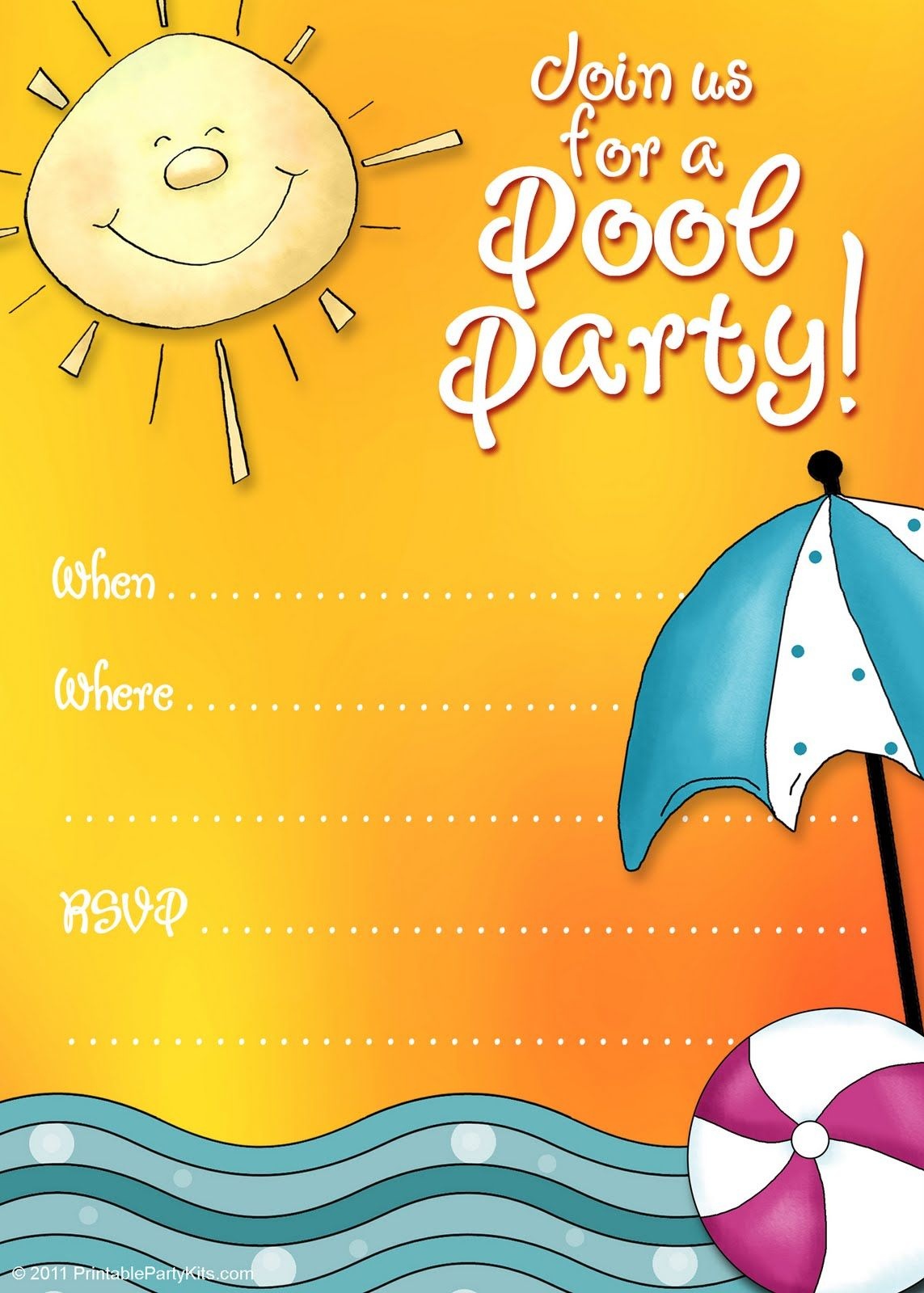 Free Printable Party Invitations: Summer Pool Party Invites | Adhd - Free Printable Pool Party Invitations