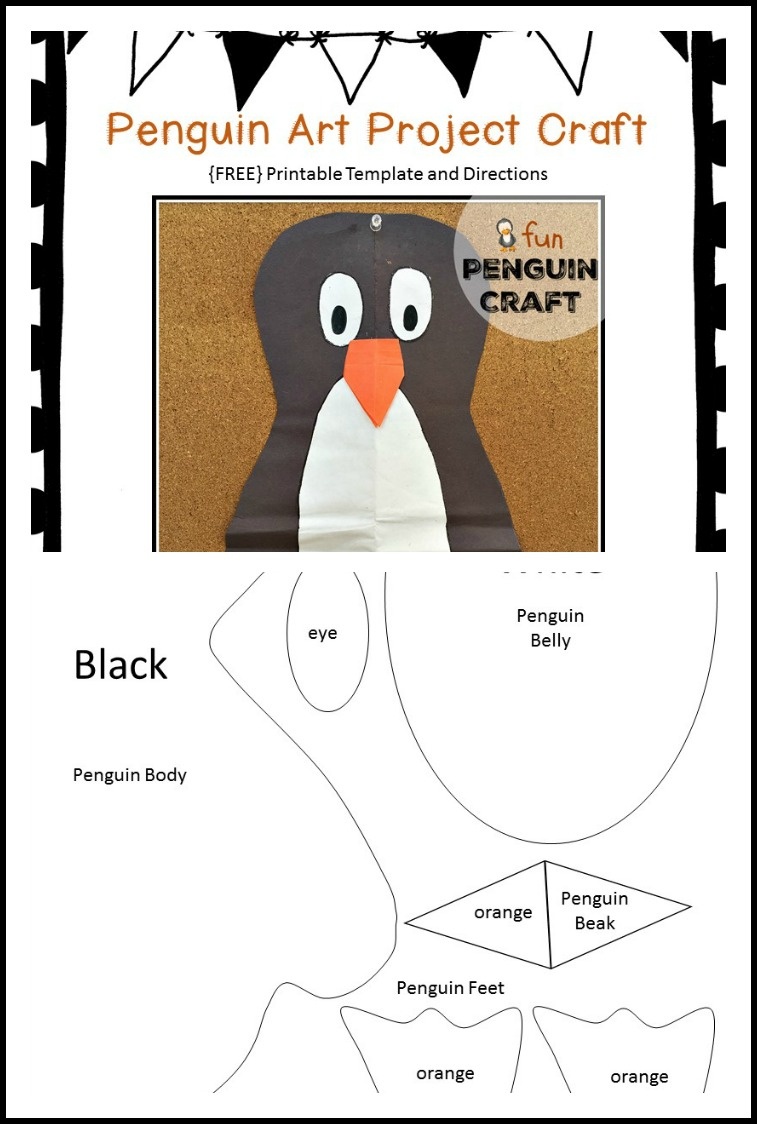 Free Printable Penguin Art Project Craft Template - Kindergarten Chaos - Free Printable Penguin Template