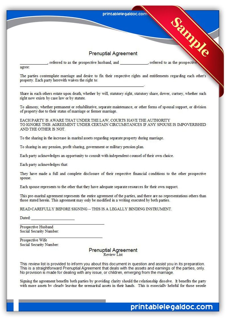 Free Printable Prenuptial Agreement Legal Forms | Free Legal Forms - Free Printable Prenuptial Agreement Form