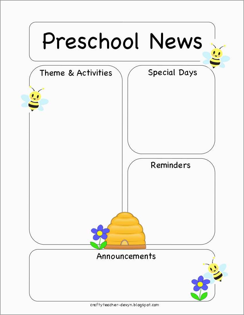 Free Printable Preschool Newsletter Templates Good Preschool Bee - Free Printable Preschool Newsletter Templates