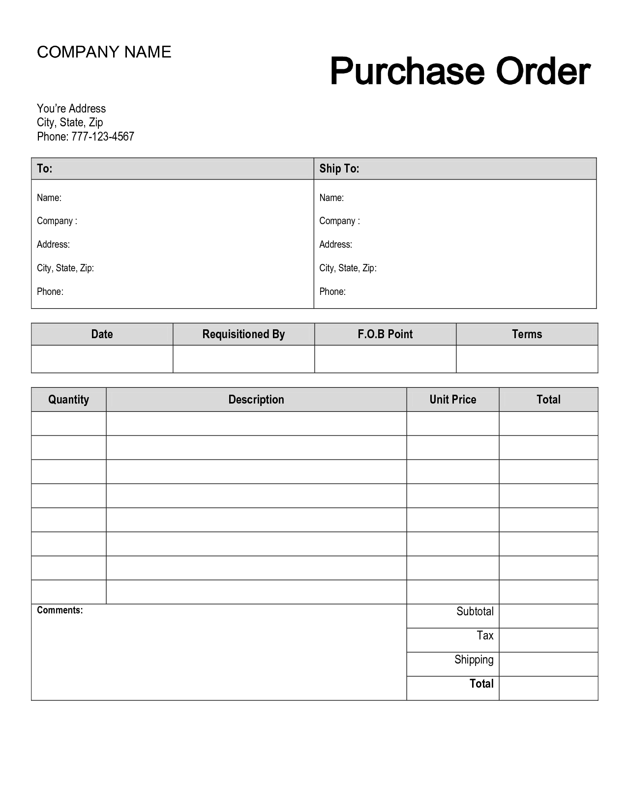 Free Printable Purchase Order Form | Purchase Order | Shop | Order - Free Printable Business Credit Application Form