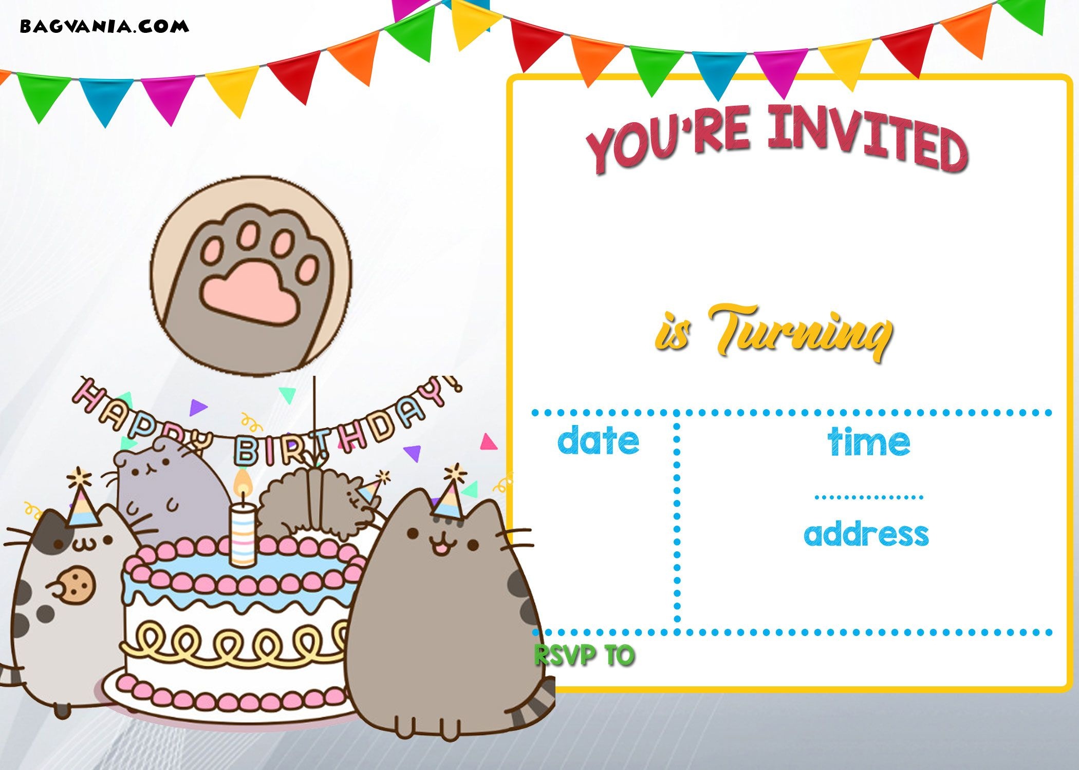 Free Printable Pusheen Birthday Invitation | Free Printable - Happy Birthday Invitations Free Printable