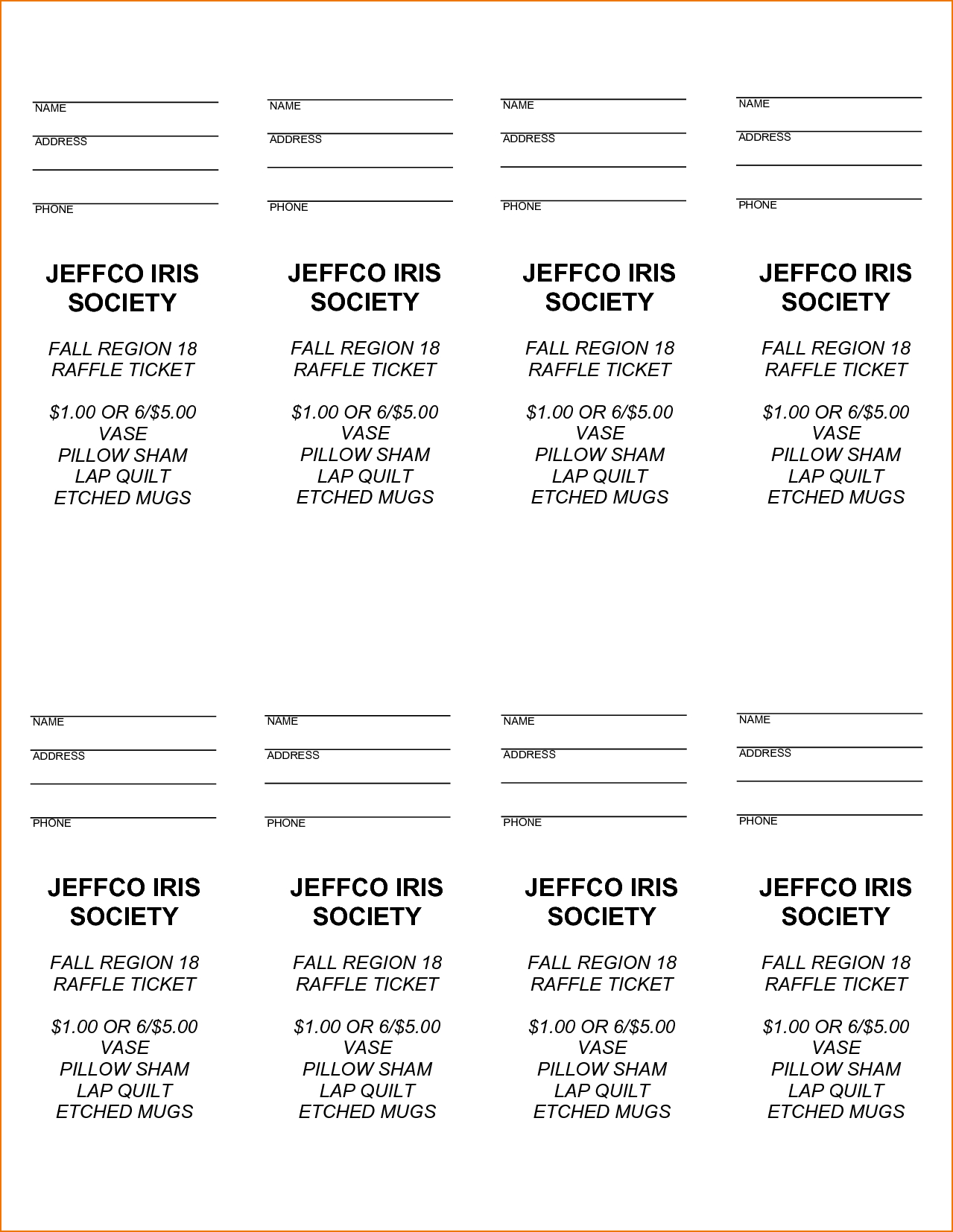 Free Printable Raffle Tickets With Stubs - Free Download - Free Printable Raffle Tickets With Stubs