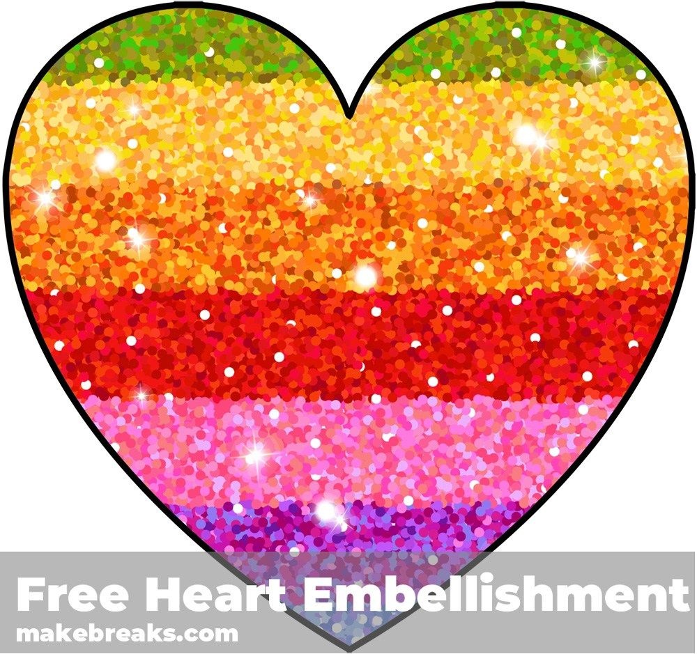 Free Printable Rainbow Glitter Heart Embellishment | Free - Free Printable Rainbow Letters