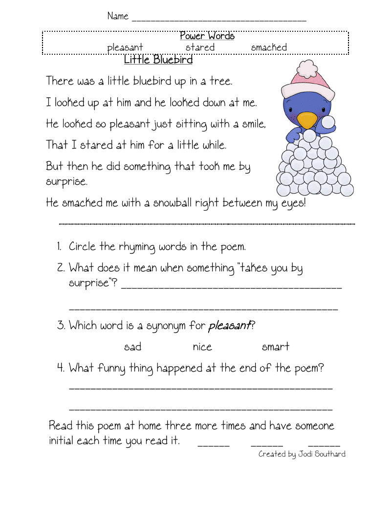 Free Printable Reading Comprehension Worksheets For Kindergarten - Free Printable English Comprehension Worksheets For Grade 4