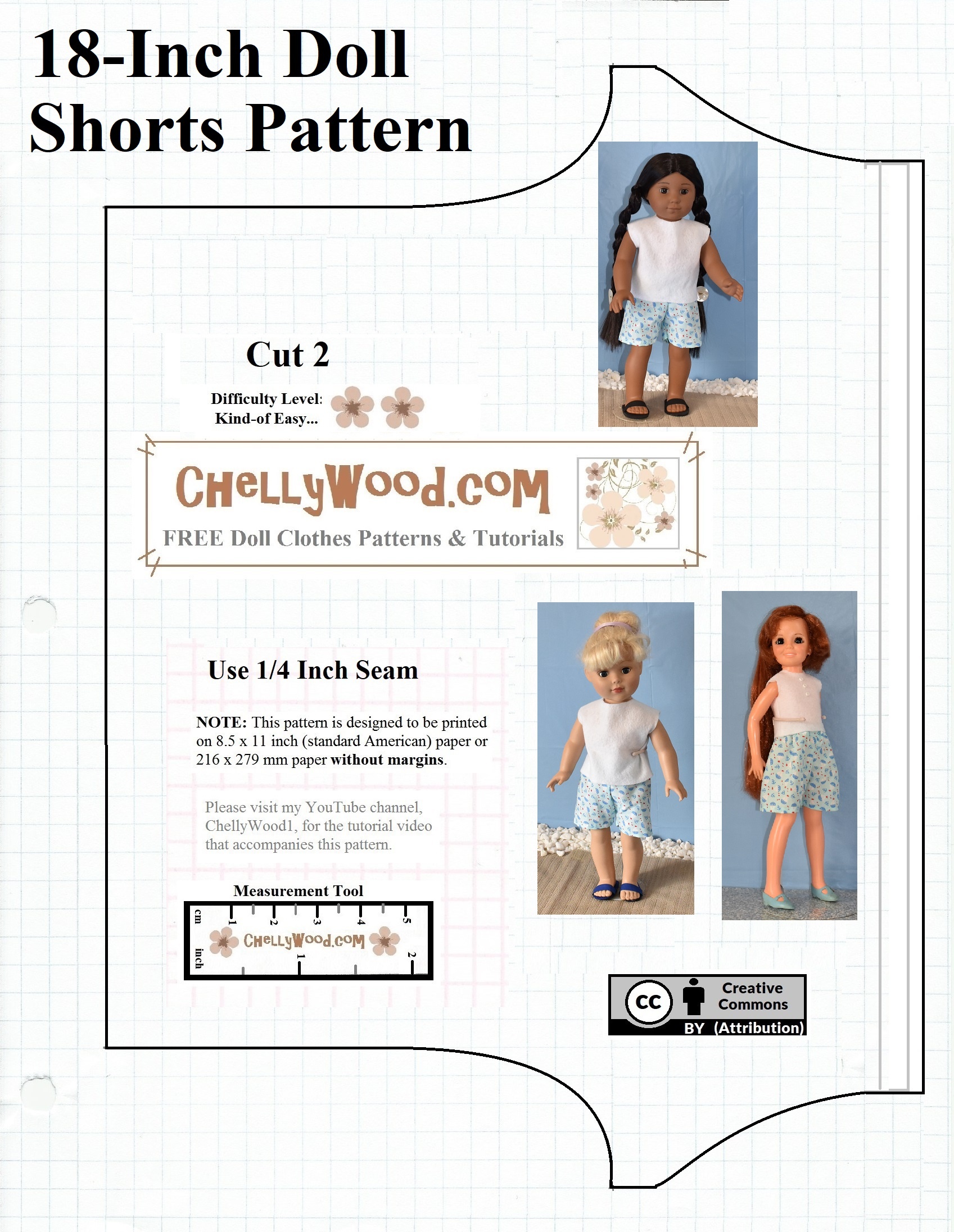 Free Printable Shorts #patterns For #americangirl And Other 18-Inch - American Girl Clothes Patterns Free Printable