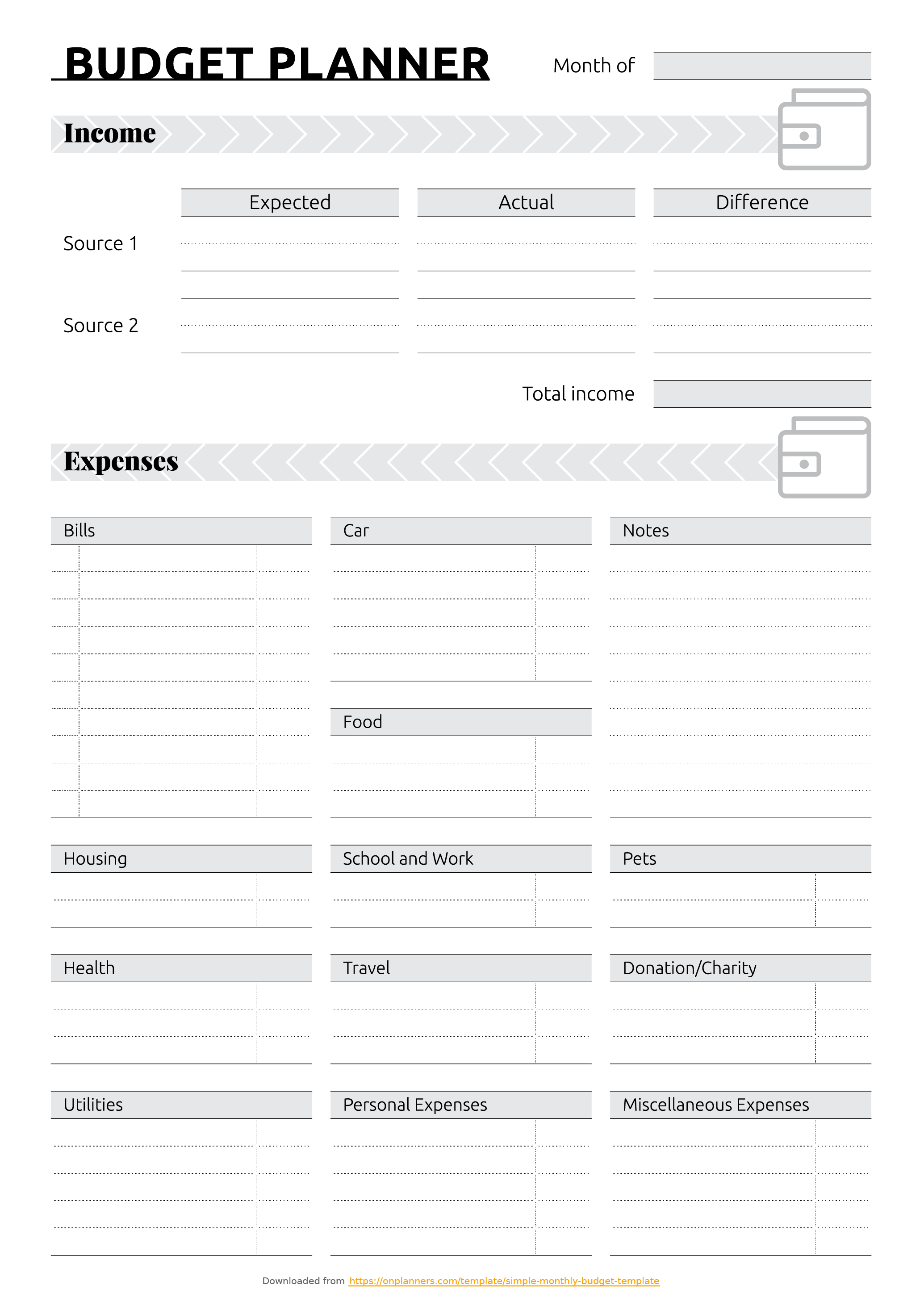Free Printable Simple Monthly Budget Template Pdf Download - Free Printable Monthly Budget