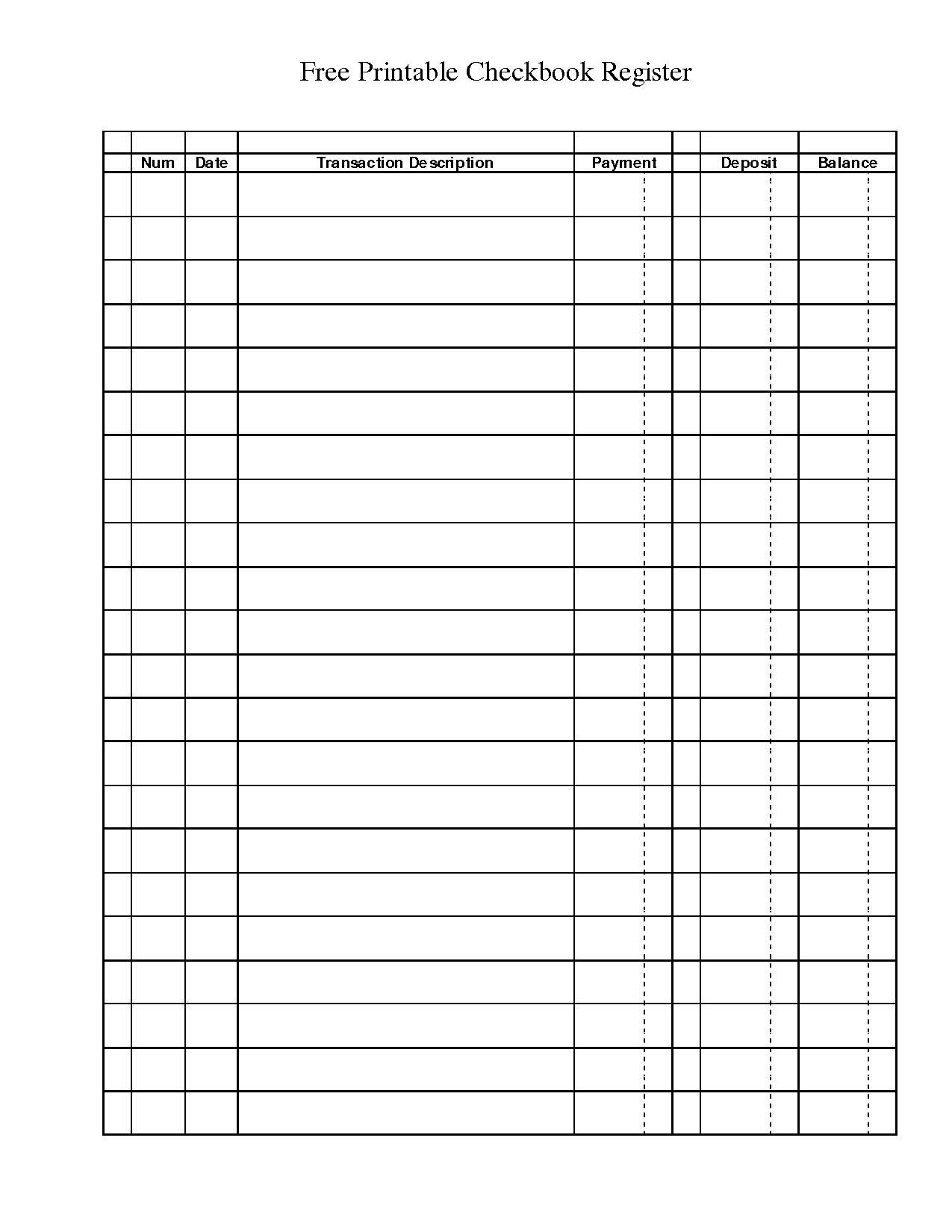 Free Printable Template Chores | Free Printable Check Register - Free Printable Checkbook Register