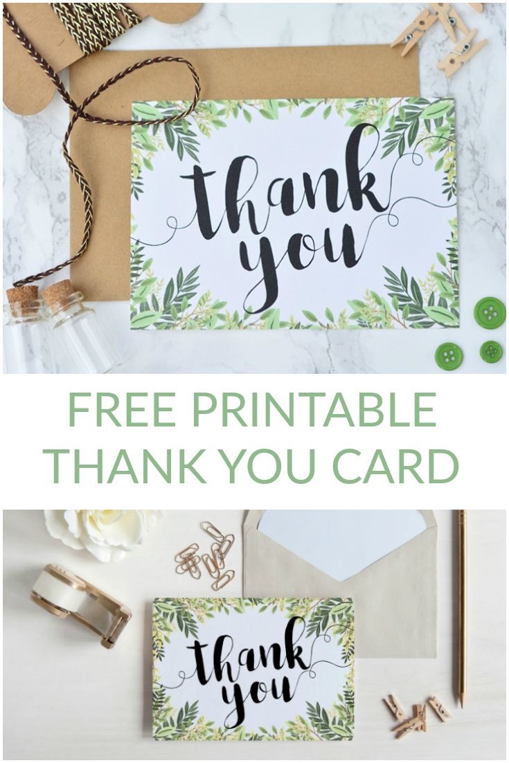 Free Printable Thank You Botanical Inspired Card | Wedding - Free Printable Thank You