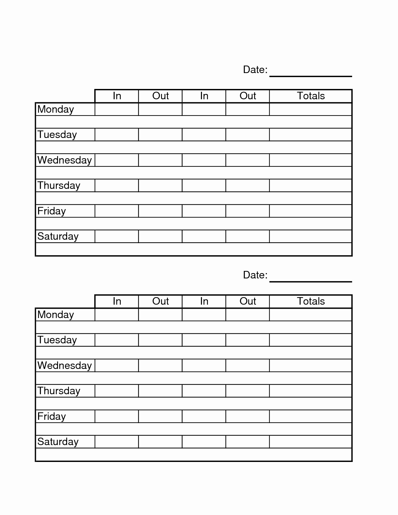 Free Printable Time Sheets Pdf Or Two Week Time Sheets Employee Time - Free Printable Time Sheets Pdf