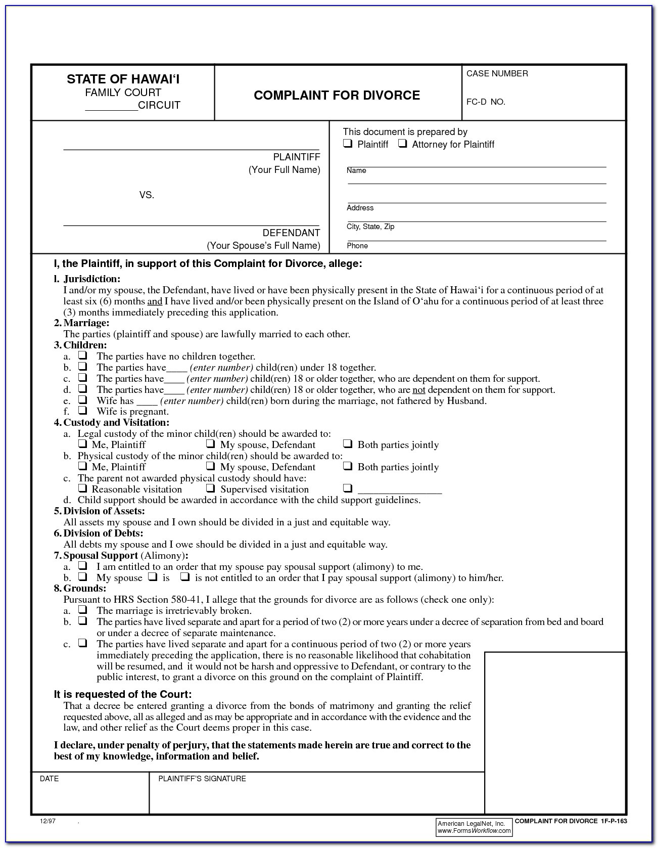 Free Printable Uncontested Divorce Forms Free
