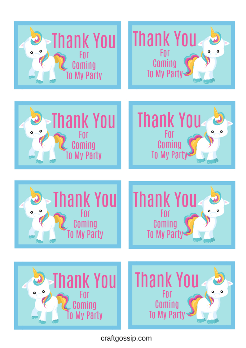 Free Printable Unicorn Party Gift Tag | Crafts | Unicorn Party - Free Printable Thank You Tags For Birthday Favors