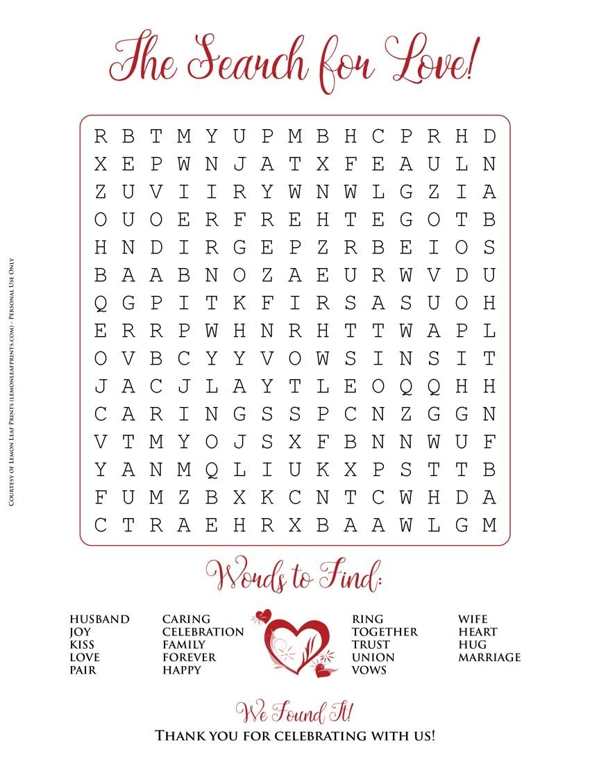 Free Printable - Valentine&amp;#039;s Day Or Wedding Word Search Puzzle In - Free Printable Valentine Word Search For Adults