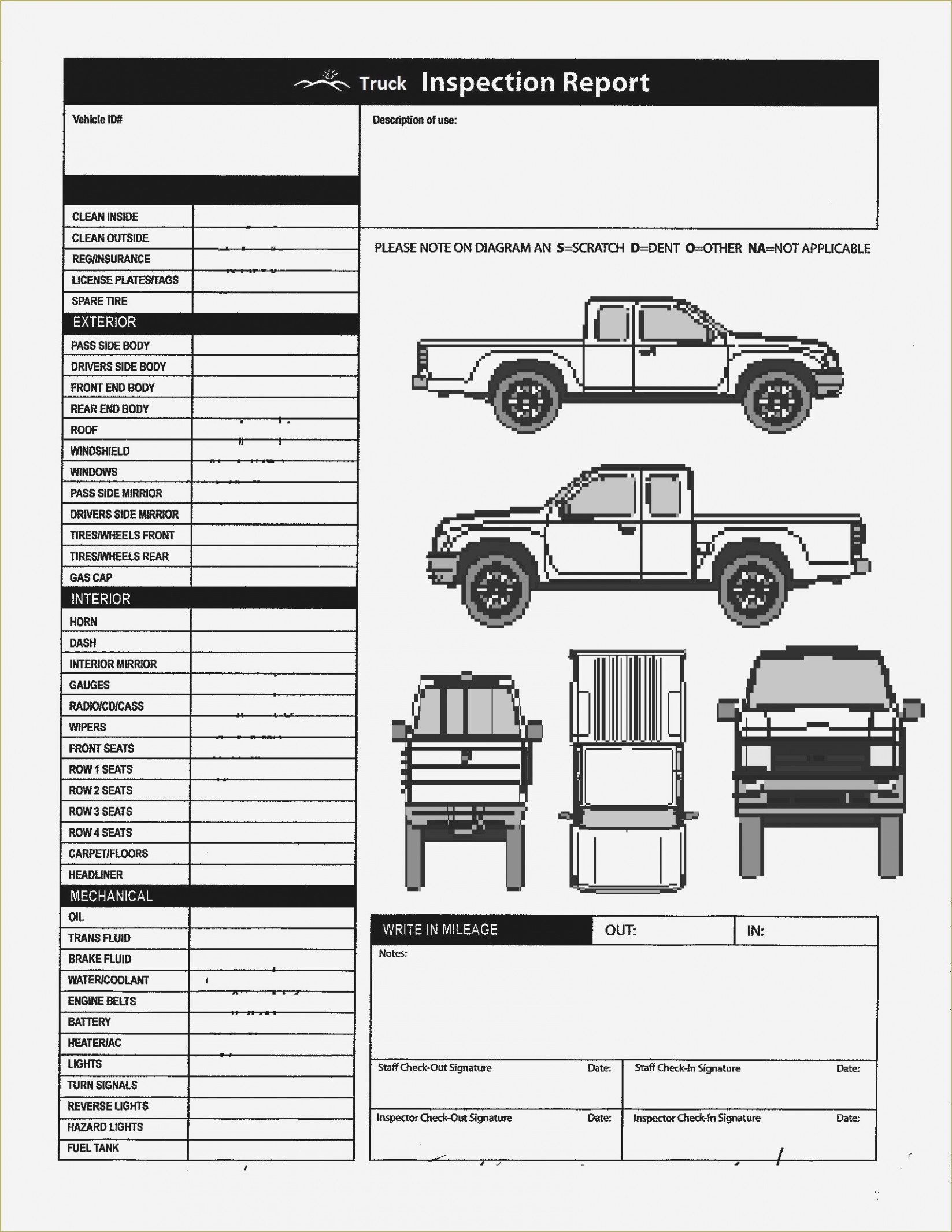 Free Printable Vehicle Inspection Form Free Printable