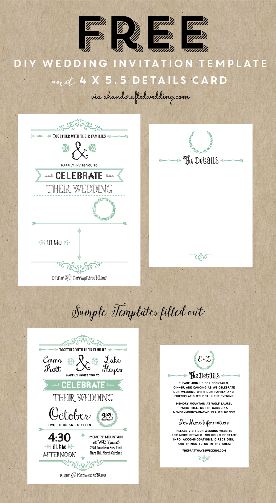 Free Printable Wedding Invitation Template | Wedding | Free Wedding - Wedding Invitation Cards Printable Free