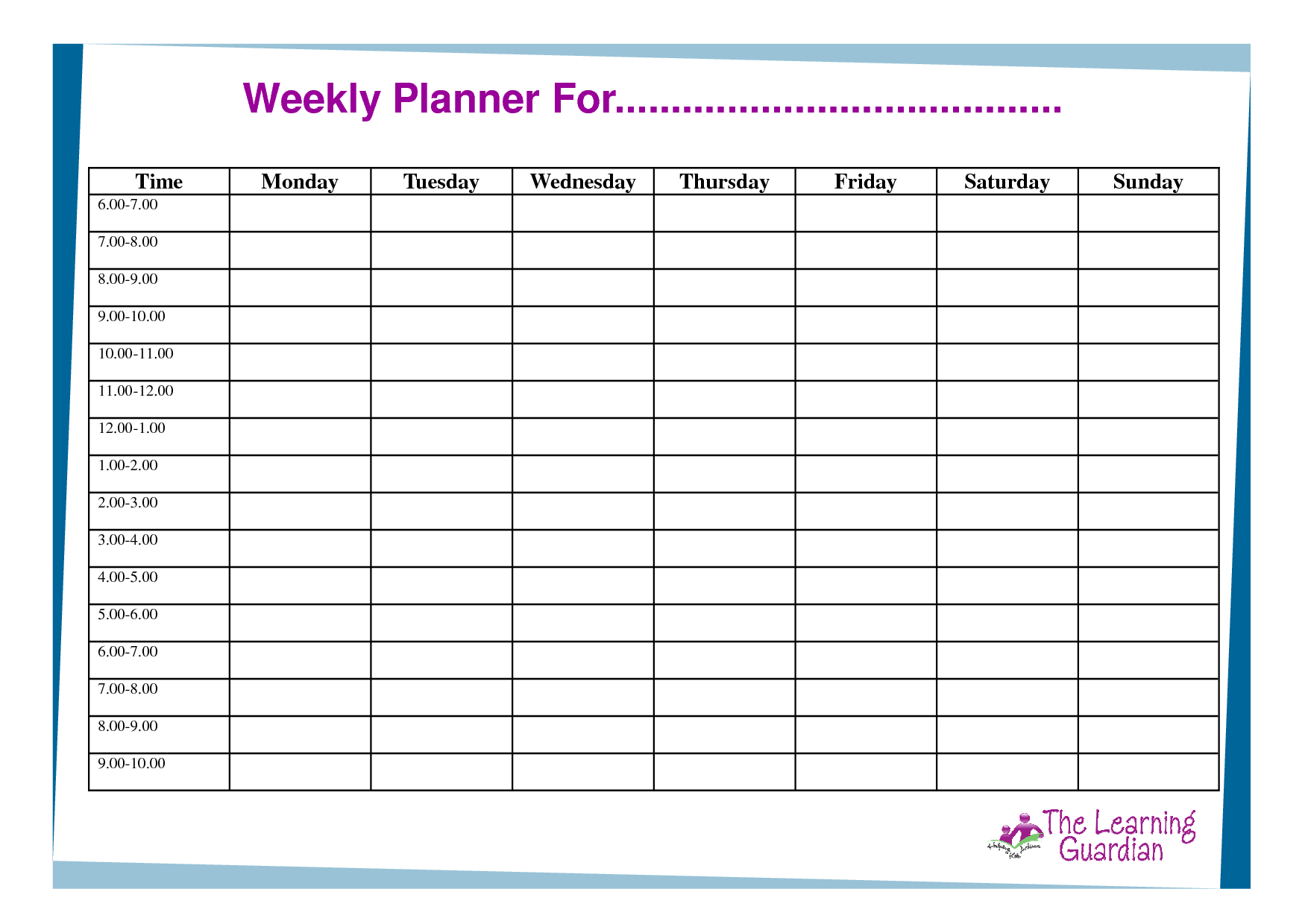 Free Printable Weekly Calendar Templates | Weekly Planner For Time - Free Printable Blank Weekly Schedule