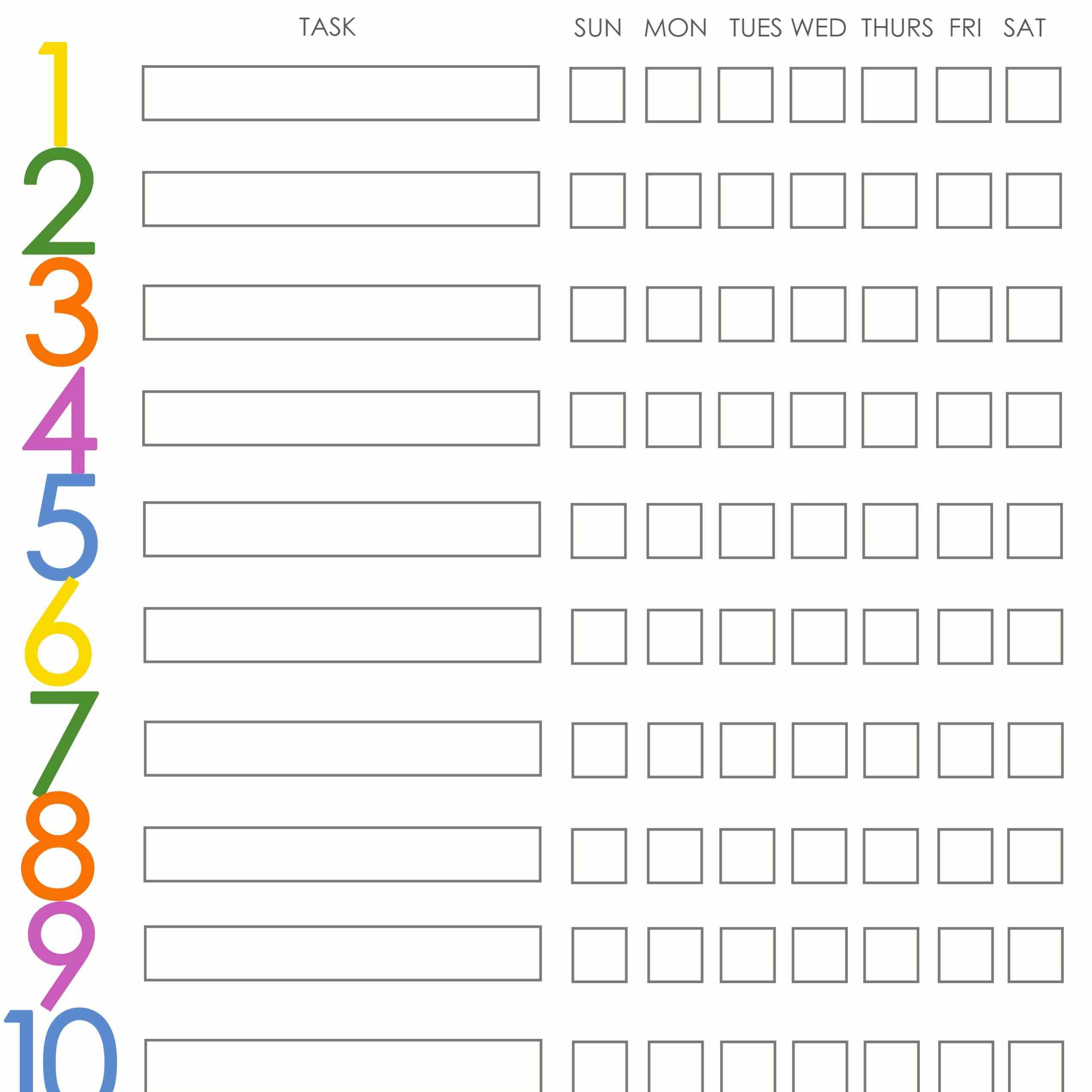 Free Printable Weekly Chore Charts - Free Printable Chore List For Teenager