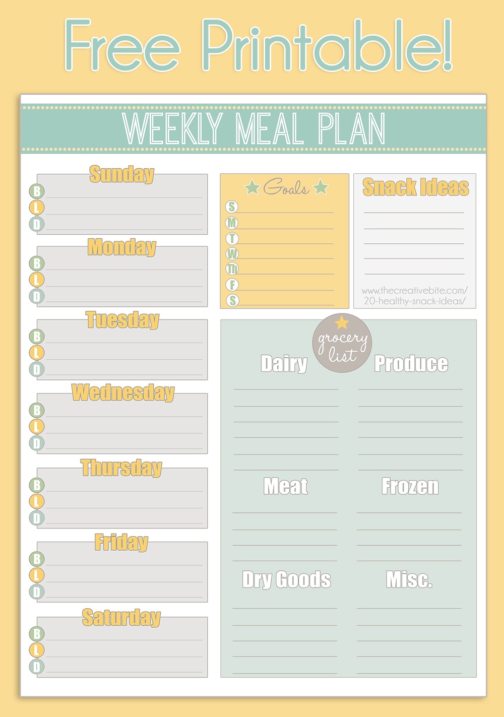 Free Printable Weekly Meal Planner + Calendar - Weekly Menu Free Printable