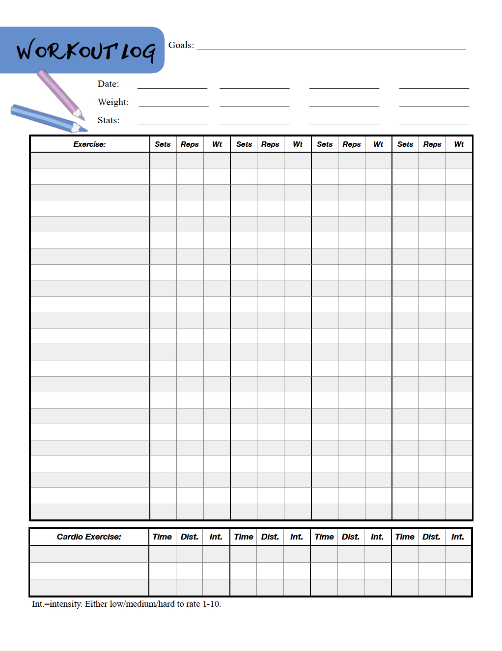 Free Printable Workout Logs: 3 Designs | Fitness | Workout Log - Free Printable Fitness Log