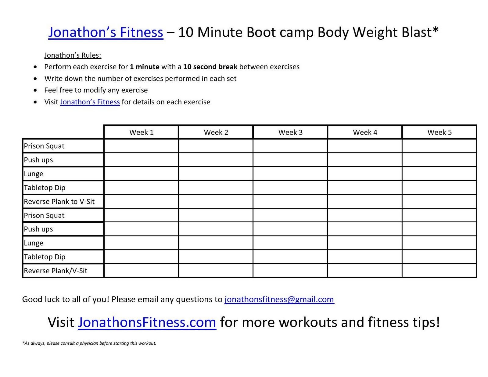 Free Printable Workout Routines . | Fitness Programs | Printable - Free Printable Workout Routines