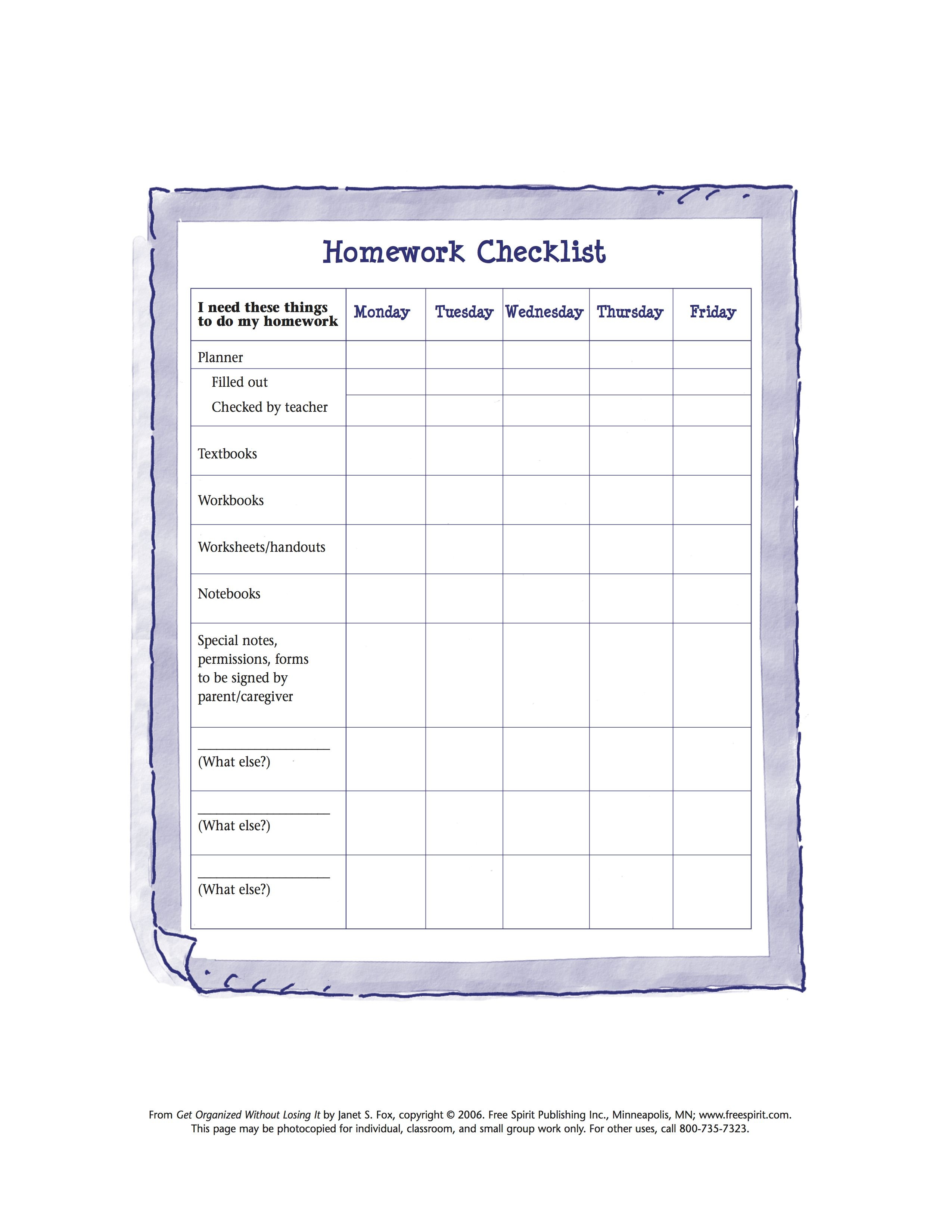 Free Printable Worksheet To Help Kids Organize Tools Needed For - Free Printable Homework Worksheets
