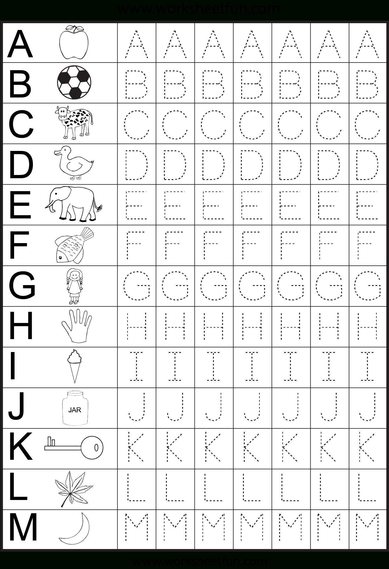 Free Printable Worksheets | Kdg Abcs | Kindergarten Worksheets - Free Printable Letter Tracing Sheets
