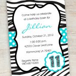 Free Printable Zebra Party Invitations | Printable Pink Turquoise   13Th Birthday Party Invitations Printable Free