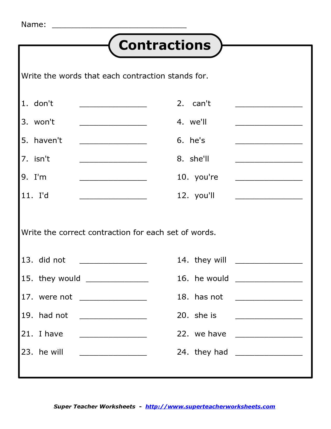 Free Printables For 4Th Grade Science | Free Printable Contraction - Free Printable Science Worksheets