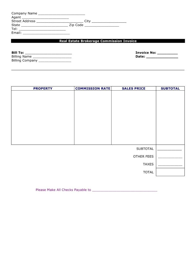 Free Real Estate Agent Commission Invoice Template Pdf Word Invoice - Invoice Templates Printable Free Word Doc