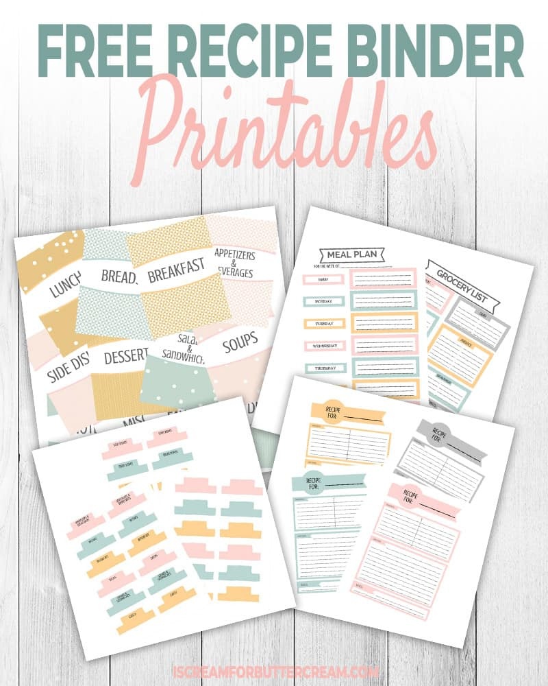 Free Recipe Binder Printables - I Scream For Buttercream - Free Printable Recipe Binder Templates