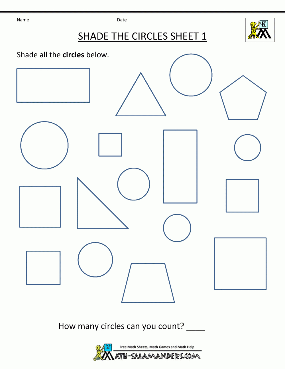 Free Shape Worksheets Kindergarten - Free Printable Shapes Worksheets