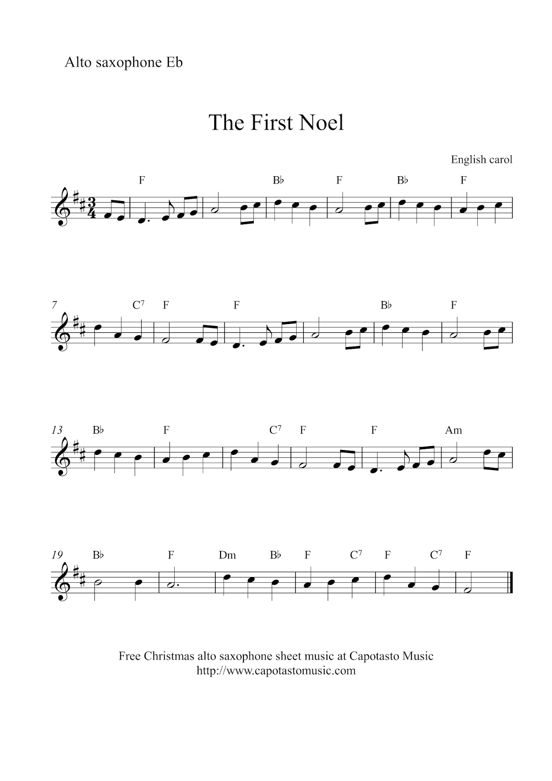 Free Printable Christmas Sheet Music For Alto Saxophone Free Printable