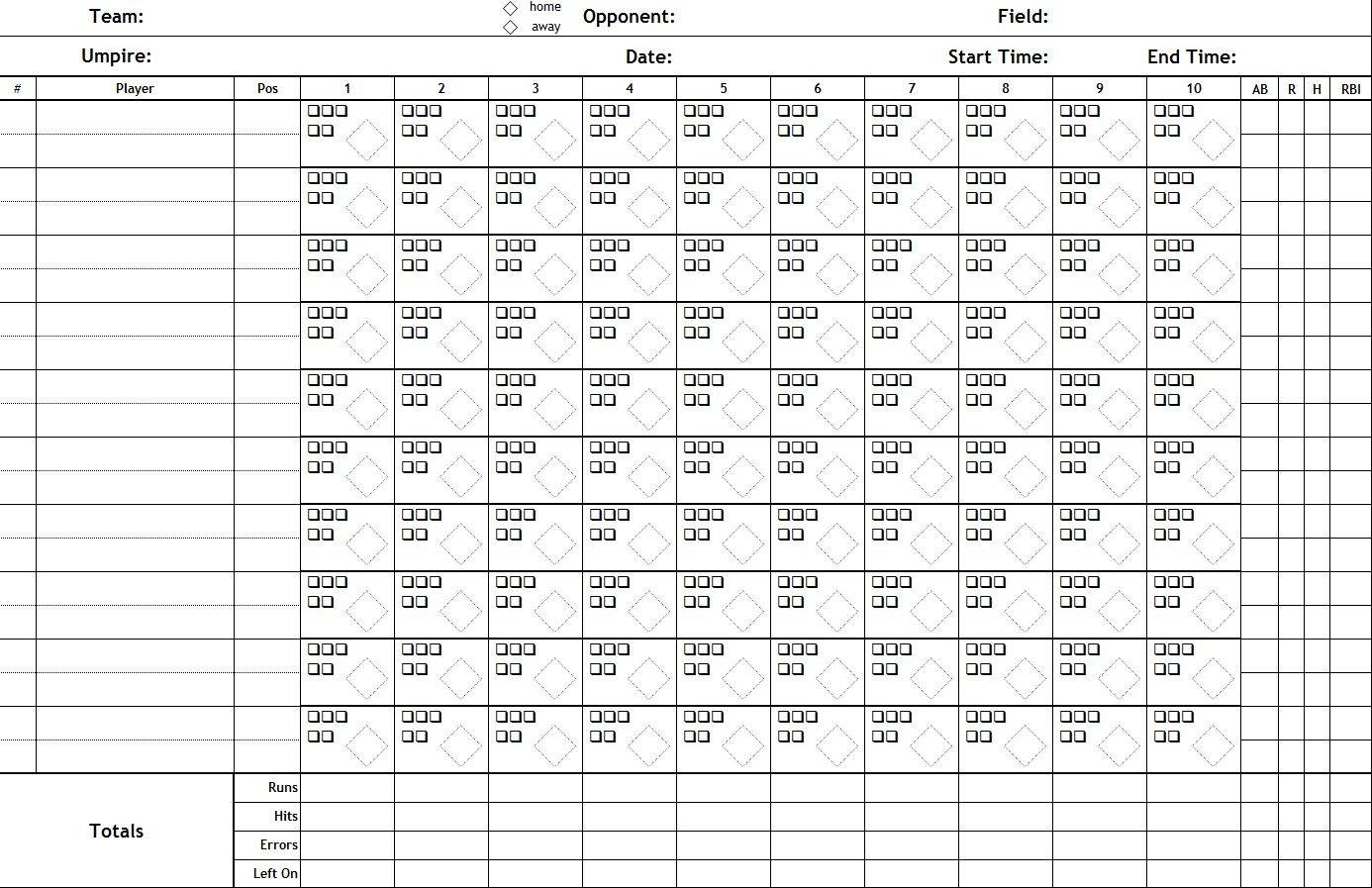 Free Softball Stats Sheet Laobing Kaisuo Free Printable Softball