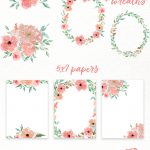 Free Watercolor Flowers Clipart, Floral Wreaths, 5X7 Borders   Free Printable Clip Art Flowers