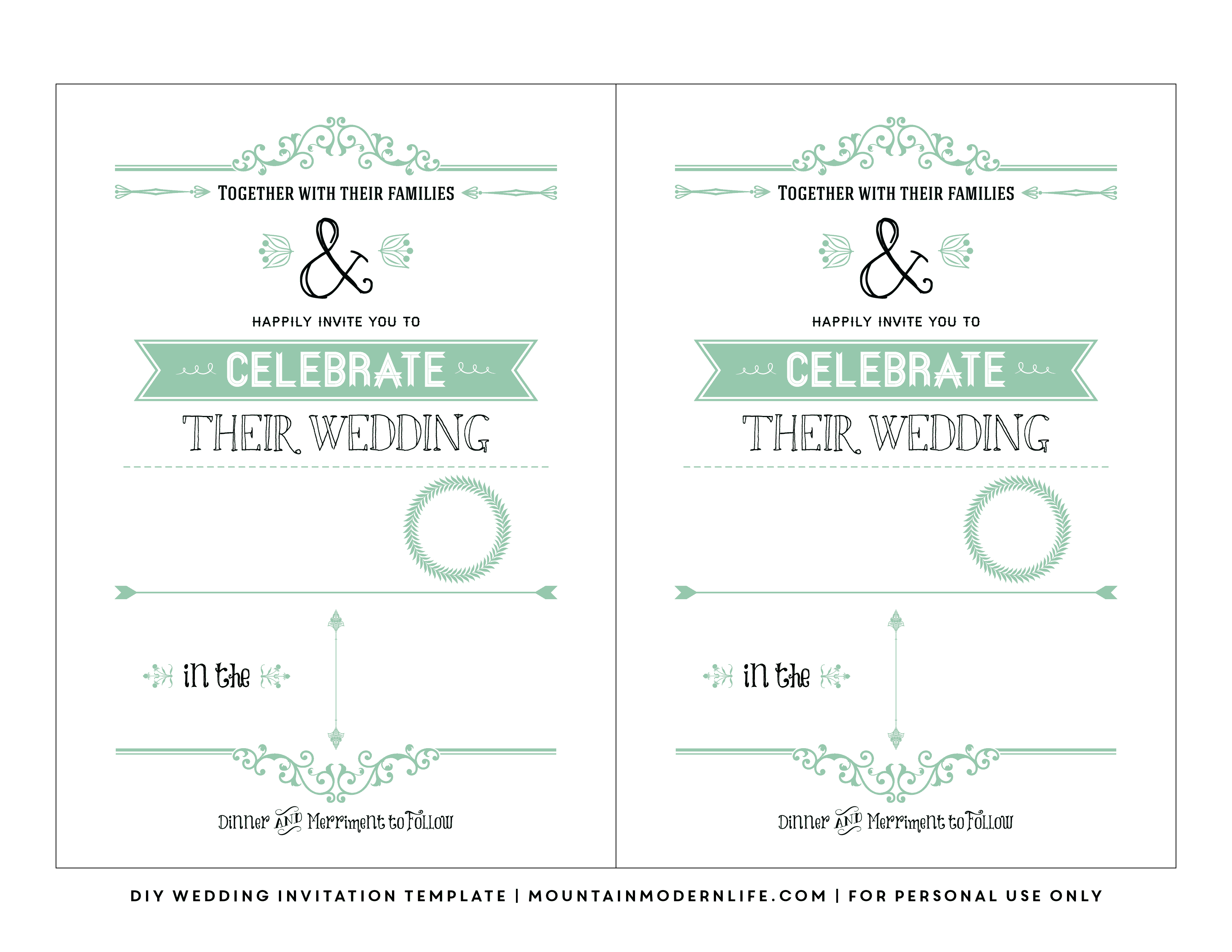 Free Wedding Invitation Template | Mountainmodernlife - Free Printable Wedding Invitations With Photo