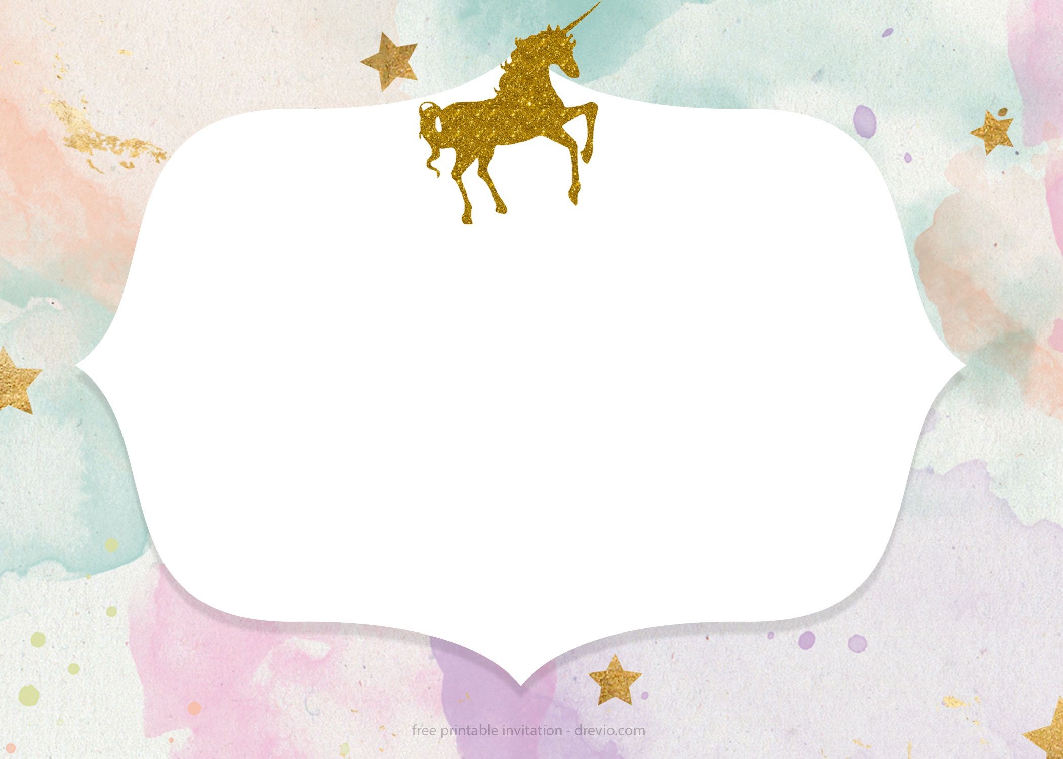 Free Whimsical Pastel Unicorn Birthday Invitation | Free - Free Printable Unicorn Invitations