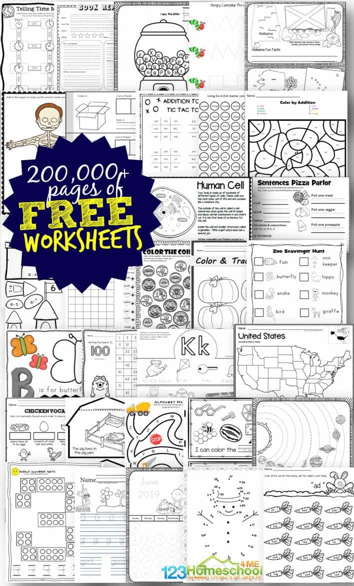 Free Worksheets - 200,000+ For Prek-6Th | 123 Homeschool 4 Me - Free Printable Nursery Resources