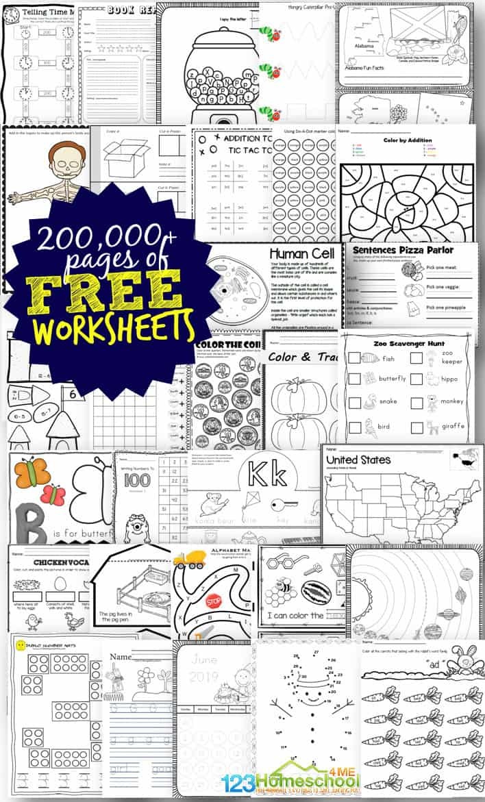 Free Worksheets - 200,000+ For Prek-6Th | 123 Homeschool 4 Me - Free Printable Preschool Worksheets
