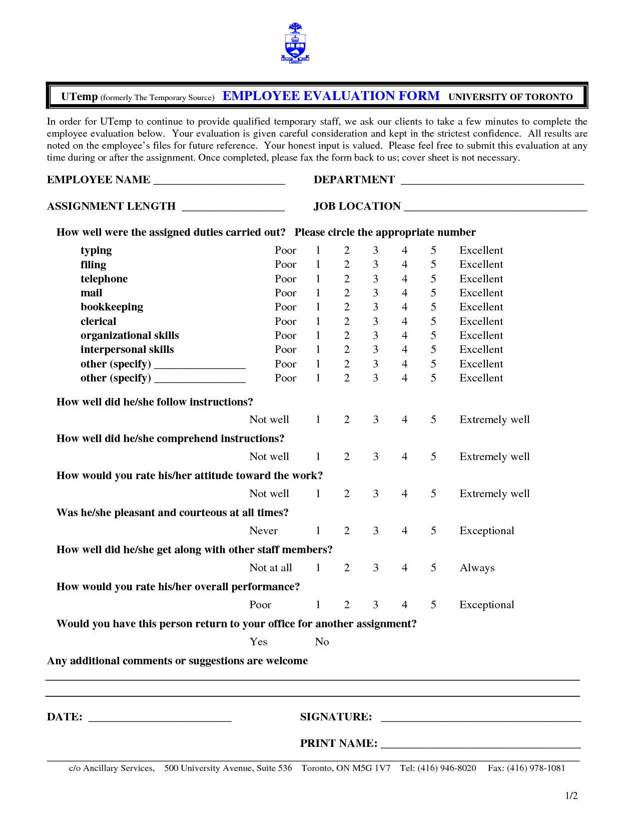 excel downloadable free employee evaluation form template word