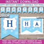 Frozen Party Banner Template | Birthday Banner | Editable Bunting   Frozen Happy Birthday Banner Free Printable